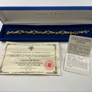 Blue & Crystal Floral YG Link Bracelet